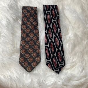 2 silk necktie lot Kenneth Cole & Facets brand